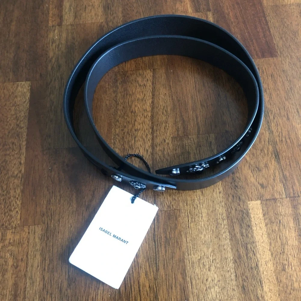 NEW $285 ISABEL MARANT Lecce Studded Leather Belt in Black in size Small!